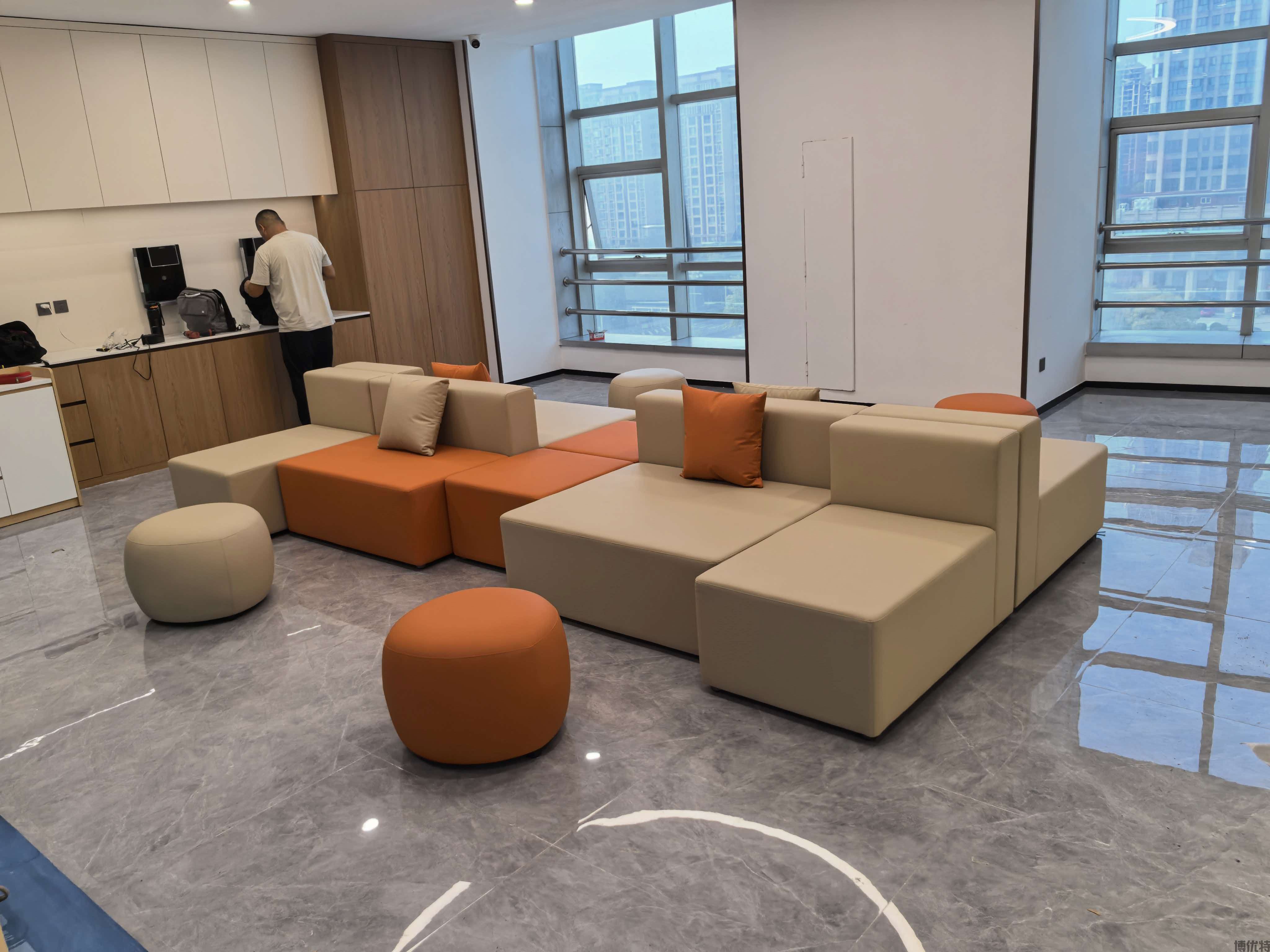 银行大堂模块化组合沙发